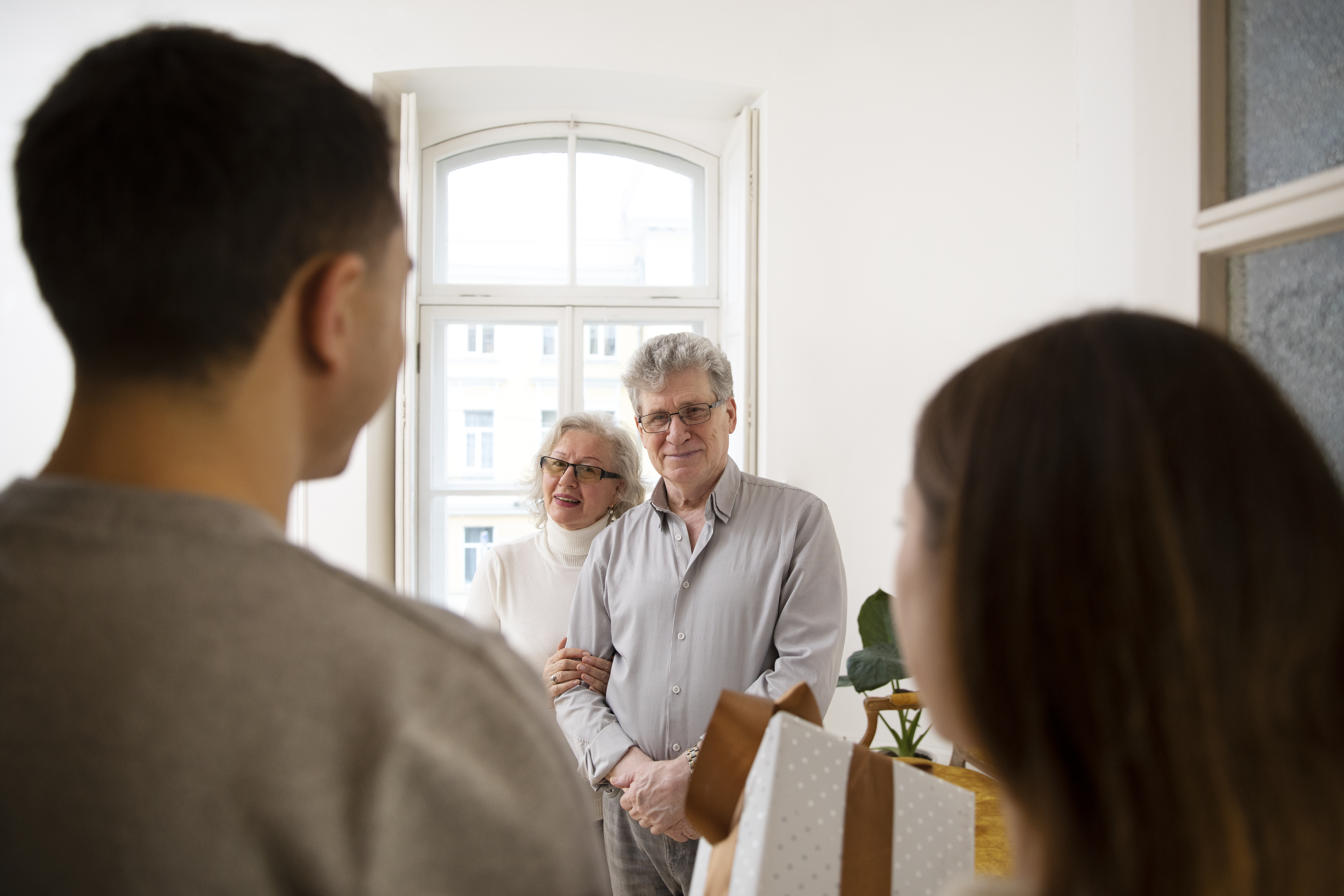 Family member visiting resident